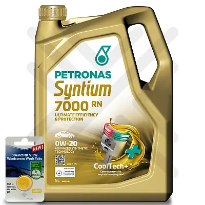 £42.99 • Buy PETRONAS Syntium 7000 RN 0W-20 Car Engine Oil 5 Litre 5L + 5L SCREENWASH TAB