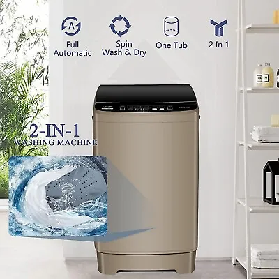 Full-Automatic LED Display Drain  17.7lbs Portable Compact Laundry Washer  Gold • $214.68