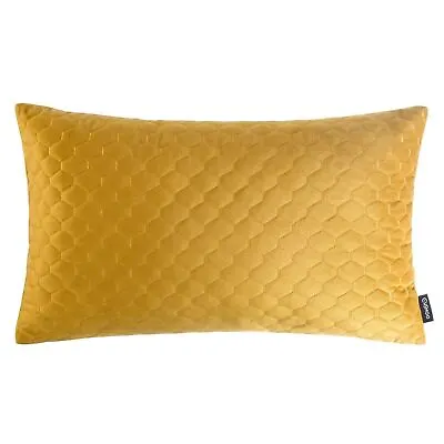 £3.99 • Buy Quilted Velvet Oblong Cushion Mustard Yellow Rectangle Case Sofa Cover UK 12x20