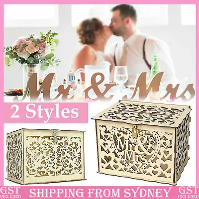 Au Wishing Well Card Box Decorative Wood Carved Wedding Engagement Party Rustic • $17.94