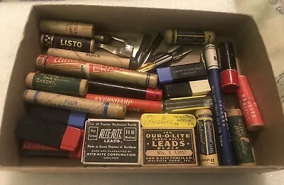 Vintage Antique Lot Mechanical Pencil Leads Various Companies Colors Wood Tubes • $35