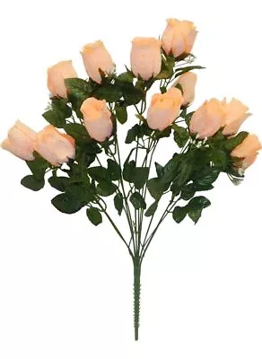 Printing Rose Bud Bush 12 Stems 25in Peach • $9.99