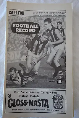 $17.99 • Buy 1968 VFL FOOTBALL RECORD CARLTON V MELBOURNE RND11