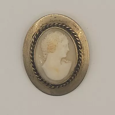 Vintage Sterling Silver Cameo Brooch Inscribed And Dated 1944 • $50