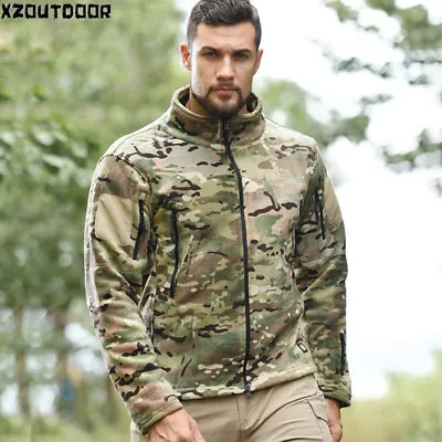 Outdoor Men's Fleece Jacket Windproof Military Tactical Combat Camo Casual Coats • $52.99
