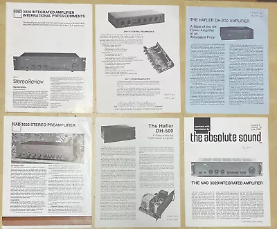 Vintage Audio Stereo Brochure Bundle NAD 3020 1020 Hafler DH-500 DH-200 DH-110 • $27.95