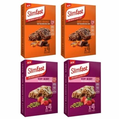£31.99 • Buy Slim Fast 16 X 60g Meal Bars = 8 Choc Orange With 8 Very Berry Meal Replacement