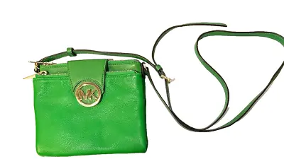 Michael Kors Fulton Leather Crossbody Shoulder Bag Green • $54