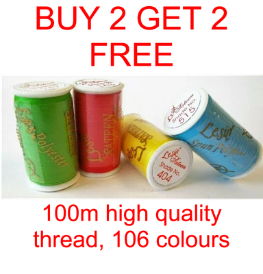 £1.99 • Buy Lesur Sateen Polyester Cotton Sewing Thread 100m Spools Machine Hand ALL COLOURS