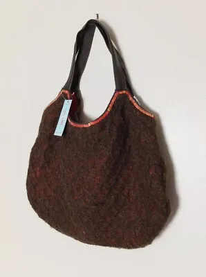 Ollie & Nic Brown Red Mohiar Knit Handbag With Matching Purse • £20