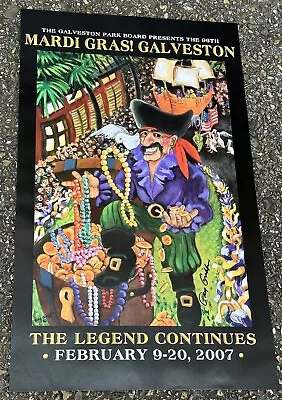 Rare Poster 2007 Mardi Gras Galveston Texas Pirate • $125