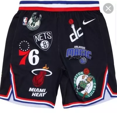 £27 • Buy NBA Basketball Shorts Supreme Multiple Logos Adult Size Medium U.K. New Item 1