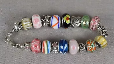 $72 • Buy Pandora Sterling Silver BRACELET 19 Beads, 10 Sterling Silver