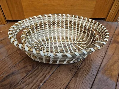 Vintage Gullah Oval Sweetgrass Basket With Side Handles. • $55