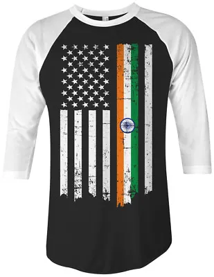 Indian American Flag Unisex Raglan T-Shirt India Descent US Pride • $18.50