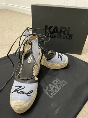 £45 • Buy Woman’s Karl Largerfeld Blue Denim Wedges Size 4