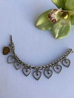 $24.99 • Buy VINTAGE Las Vegas Heart Petite Charm Bracelet Jewels Silver Tone Costume Jewelry
