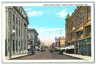 1920 South Eighth Street Looking North Buildings Manitowoc Wisconsin WI Postcard • $9.98
