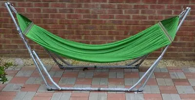 FOLDING HAMMOCK WITH CARRY BAG METAL FRAME GARDEN OUTDOOR SWING Chair Bed NEW • £49