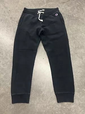 VTG Champion Reverse Weave Sweatpants Black Mens M Warm Up Cuffed Oxford • $45