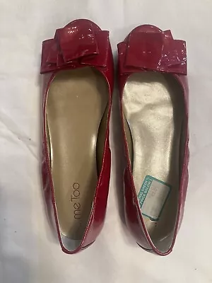 Me Too Womens Shoes Size 8M Red Fianna Leather Ballet Flats Open Toe W/ Bow New • $24.99