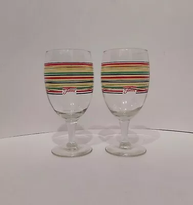 $24.90 • Buy Set Of 2 Vintage Fiestaware Wine Glasses Banded Stripes Red Green Goblets 