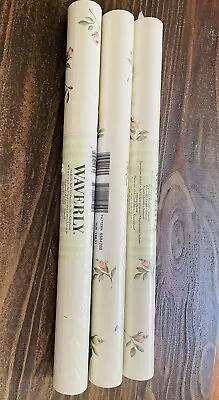 New 3 Roses Pink Vintage Floral Wallpaper Waverly Prepasted Double Rolls 5504280 • $29