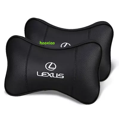 $42.85 • Buy 2PCS Car Seat Headrest Soft Neck Cushion Pillows For LexuS Logo Black Leather