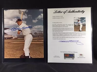 MICKEY MANTLE AUTOGRAPHED 8x10 PHOTO WITH PSA/DNA AND LOA • $399.99