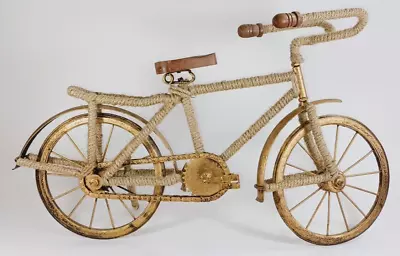 Home Décor Jute Wrapped Gold Metal Bicycle. 19  Long 11.5  Tall. • $32