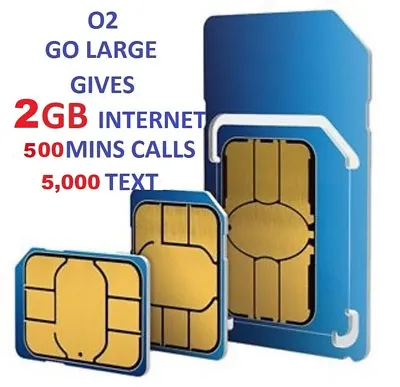 O2 /02 MICRO SIM CARD STANDARD SIM NANO SIM  SIZE FOR ALL IPHONE & GALAXY 8 • £0.99