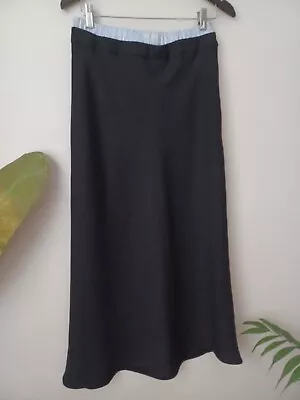 Zara Midi Skirt Women Small Stretch Black Blue With Shirted Waist • $19