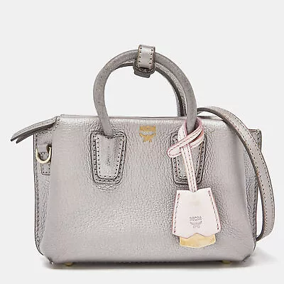 MCM Silver Leather Mini Milla Tote • $179.55