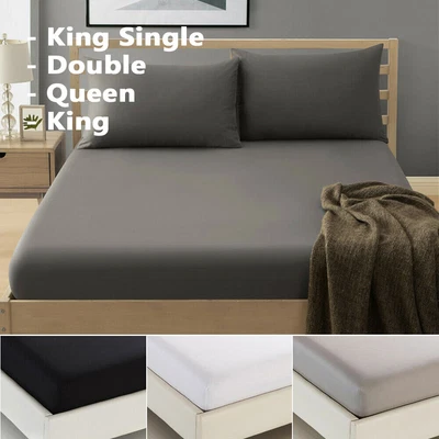$12.99 • Buy Ultra Soft Fitted Sheet Set Pillowcase King Single/Double/Queen/King Bed Cotton