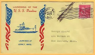 USS Pasadena CL 65 Launched December 28 1943 Quincy MA • $5
