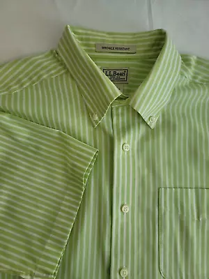 L.L.Bean Men's LT Wrinkle Resistant Button Stripped Short Sleeves Shirt • $24.99