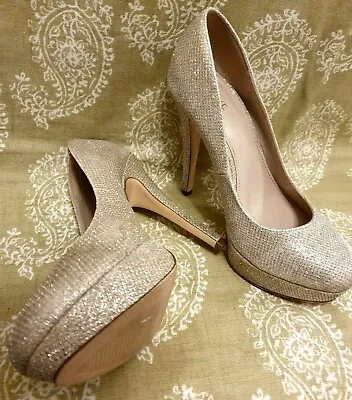 Next Champagne Gold Court Shoes.Sparkly.Size Uk Ladies 3 • £14