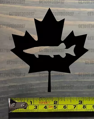 Musky Fishing Sticker 3.5  Decal DIE CUT Canada Maple Leaf Fly Canadian Simms XO • $4.99