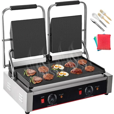 VEVOR Commercial Double Panini Press Grill Griddle 3600W Smooth Flat Plates • $209.94