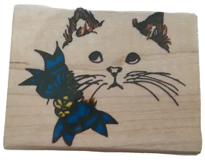 $5.99 • Buy Impressive Rubber Stamp Kitty And Bow Cat Face Pet Animal Kitten Card Making