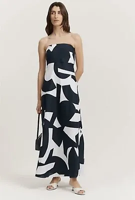 COUNTRY ROAD LINEN MAXI DRESS In Geo Print RRP$229 Size 10 • $170