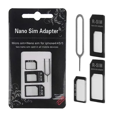 Nano SIM Card To Micro Standard Adapter Adaptor Converter Set For IPhone 5 4S 4 • $7.19