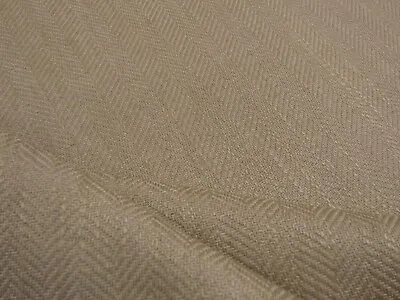 LAURA ASHLEY EDWIN DARK NATURAL Herringbone Weave Upholstery Fabric • £11.95