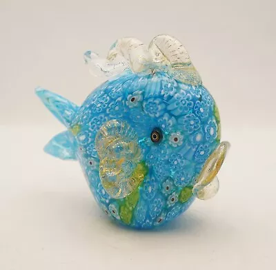 New Murano Millefiori Amazing Blue Fish Figurine Italian Art Glass Of Venice • $159.99