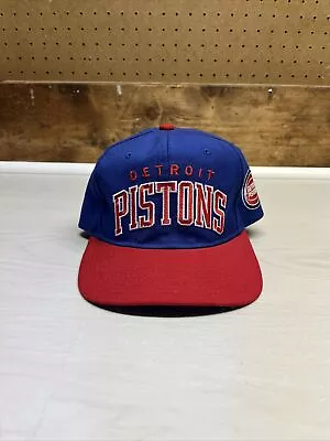 Vintage STARTER Detroit PISTONS Blue Snapback Hat 100% Wool NBA Basketball Cap • $60