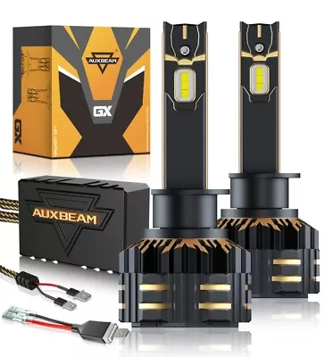 AUXBEAM GX H1 LED Headlight Bulbs Kit High Low Beam 6500K White Extremely Bright • $87.49