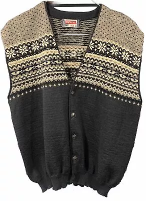 Norwear Icelandic Sweater Large Cardigan Vest Pure New Wool Knit Classy EUC • $50