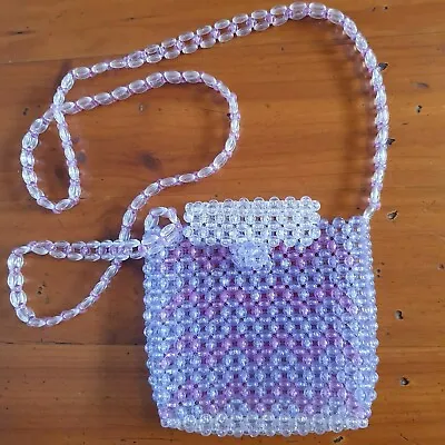 PLASTIC BEADED Purse/ Shoulder Bag - Vibrant Pastel Colours - MUST SEE! • $20