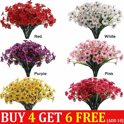 Artificial Flowers Plastic Fake Plants UV Resistant Home In/Outdoor Garden Decor • £2.99