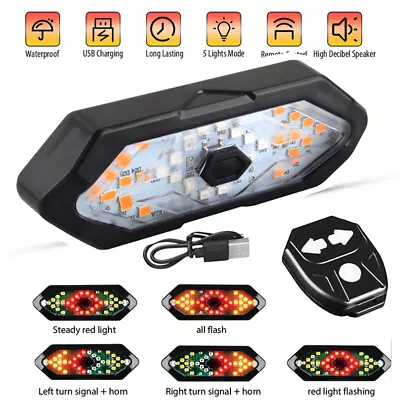 $12.59 • Buy LED Bicycle Tail Light USB Wireless Remote Control Turn Signal Warning Lamp Set
